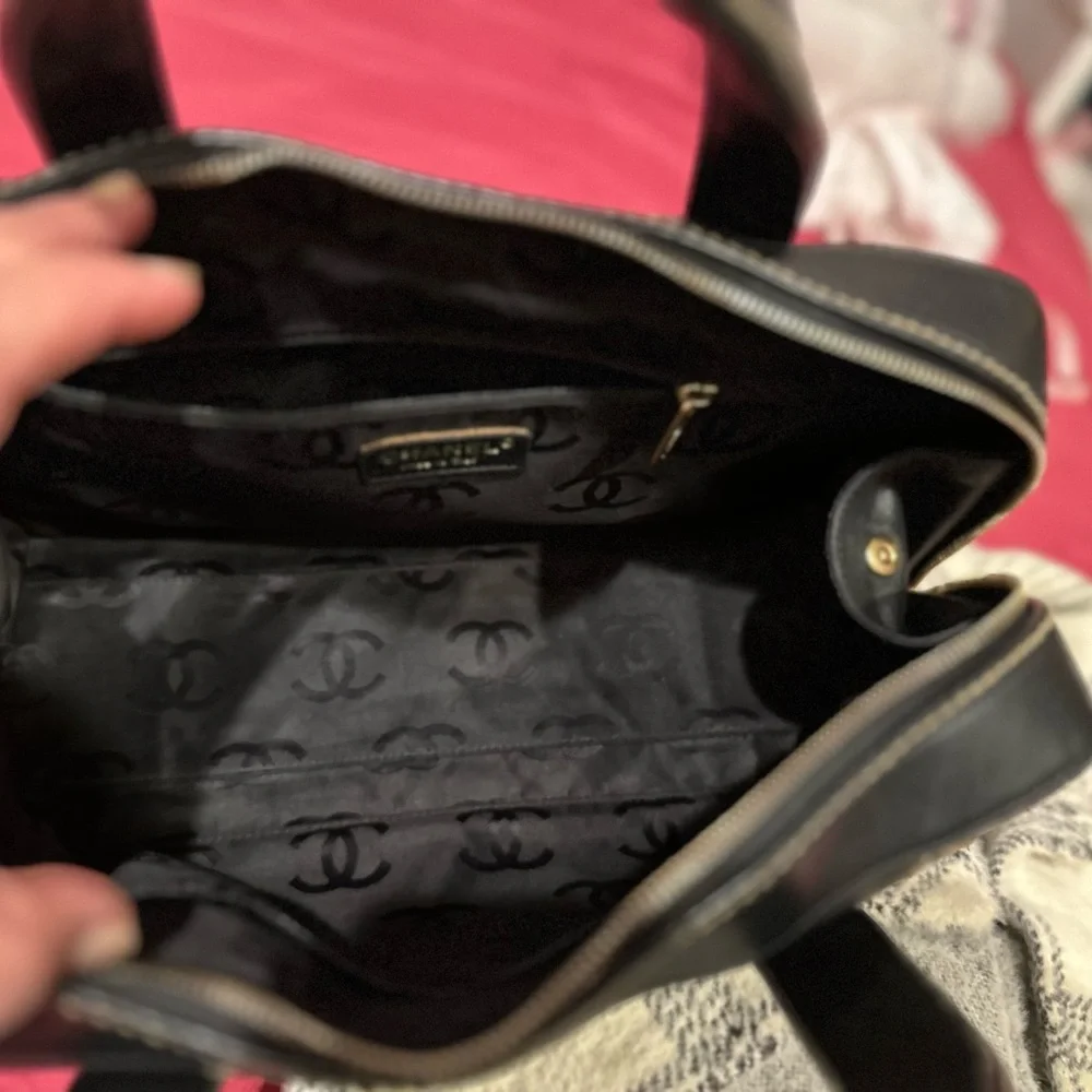 Chanel Vintage Black Quilted  Top Handle Bag